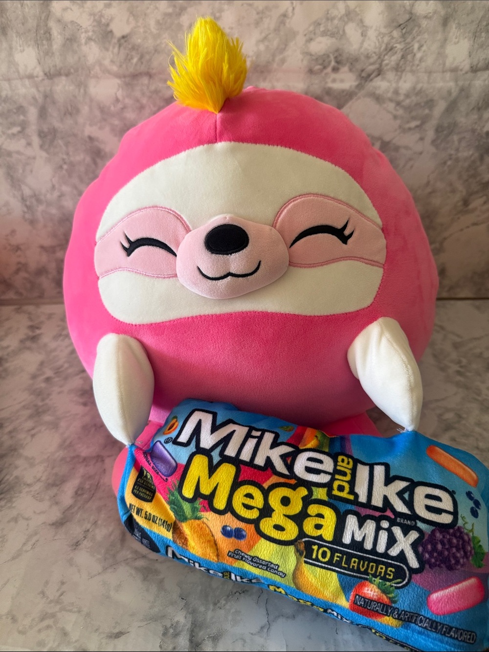 Pink color cute Plush with Yellow Mohawk